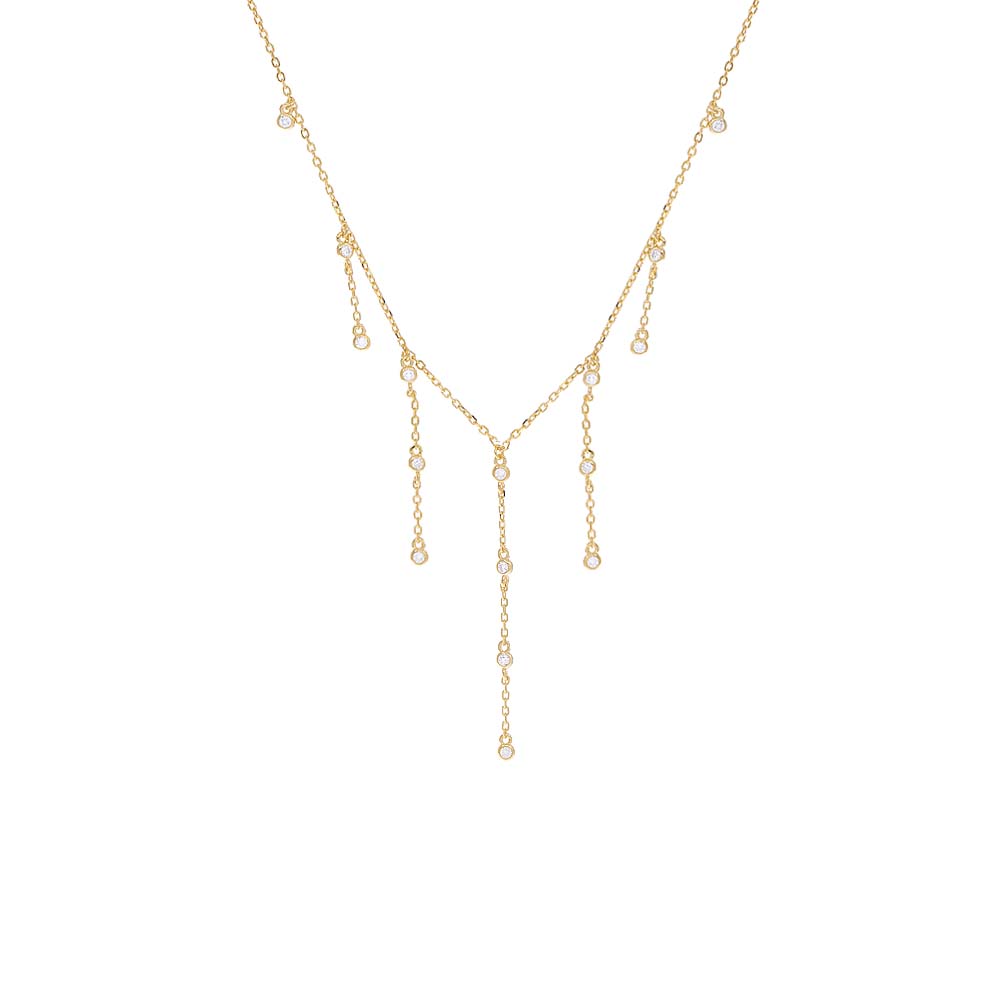 Gold Dangling CZ Strand Necklace - Adina Eden's Jewels