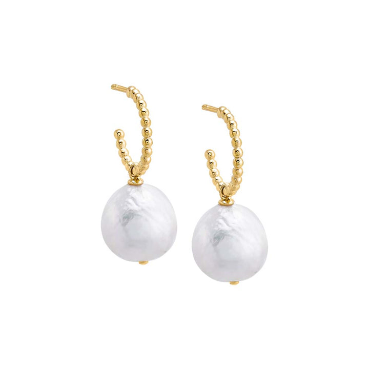 Pearl White Dangling Pearl Beaded Hoop Earring - Adina Eden's Jewels