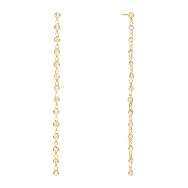 Gold Multi Bezel Drop Stud Earring - Adina Eden's Jewels