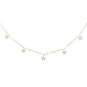 Gold Dangling CZ Flower Choker - Adina Eden's Jewels