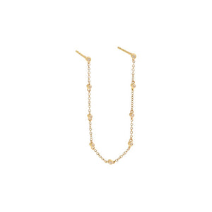 14K Gold / Single Diamond By The Yard Double Chain Stud Earring 14K - Adina Eden's Jewels