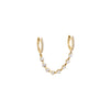 14K Gold / Single Diamond Chain Double Huggie Earring 14K - Adina Eden's Jewels