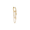 14K Gold / Single Diamond Double Bezel Drop Chain Huggie Earring 14K - Adina Eden's Jewels