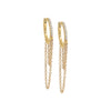 14K Gold / Pair Diamond Double Drop Chain Huggie Earring 14K - Adina Eden's Jewels
