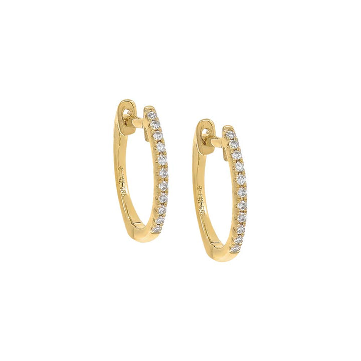 12 MM / Pair / 14K Gold Diamond Huggie Earring 14K - Adina Eden's Jewels