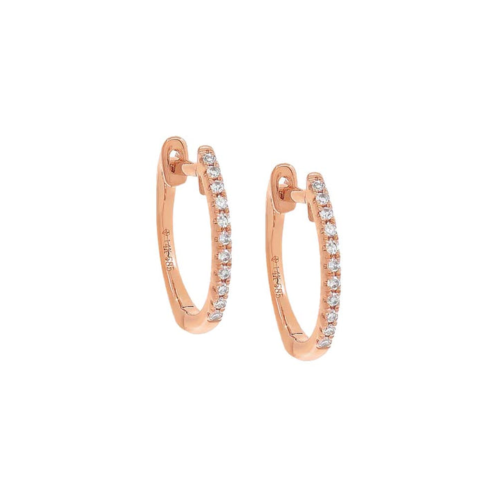 12 MM / Pair / 14K Rose Gold Diamond Huggie Earring 14K - Adina Eden's Jewels