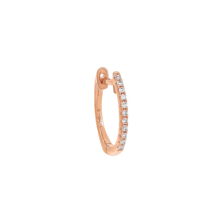 12 MM / Single / 14K Rose Gold Diamond Huggie Earring 14K - Adina Eden's Jewels