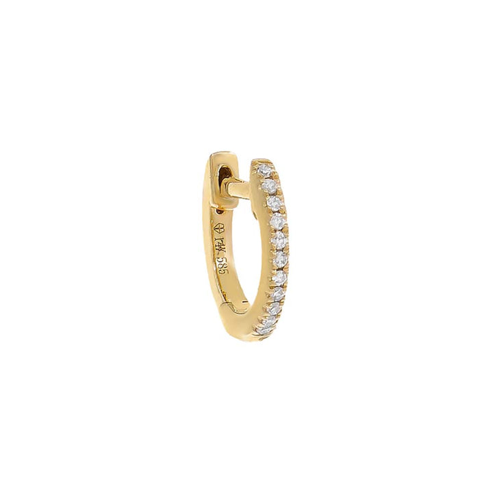 10 MM / Single / 14K Gold Diamond Huggie Earring 14K - Adina Eden's Jewels