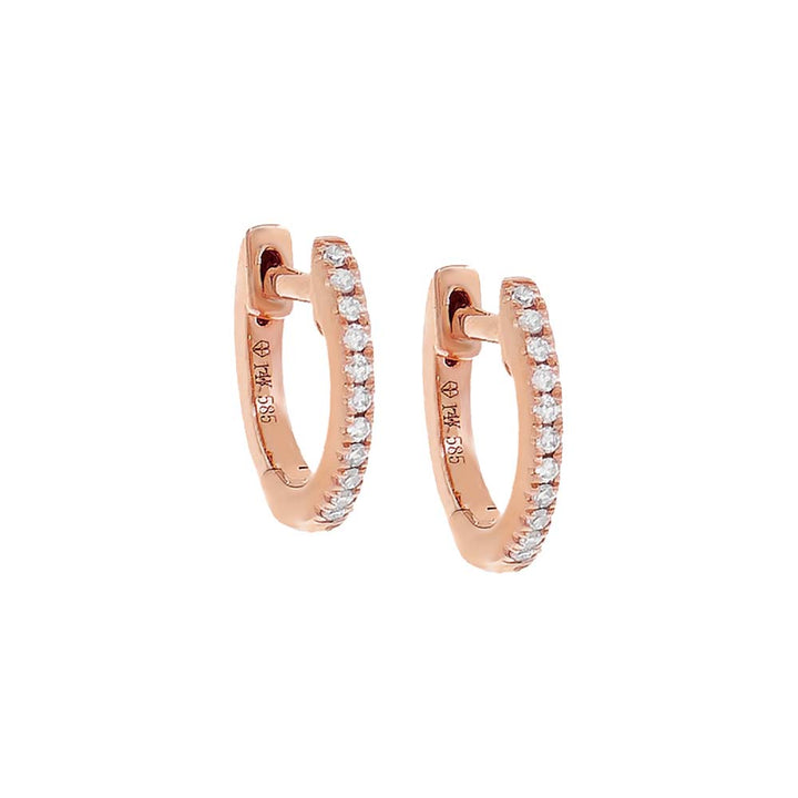 10 MM / Pair / 14K Rose Gold Diamond Huggie Earring 14K - Adina Eden's Jewels