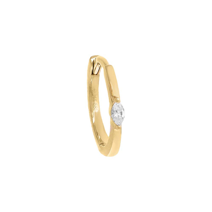 14K Gold / Single Diamond Marquise Huggie Earring 14K - Adina Eden's Jewels