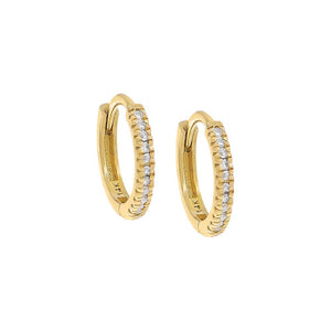 14K Gold / Pair / 10 MM Diamond Round Huggie Earring 14K - Adina Eden's Jewels