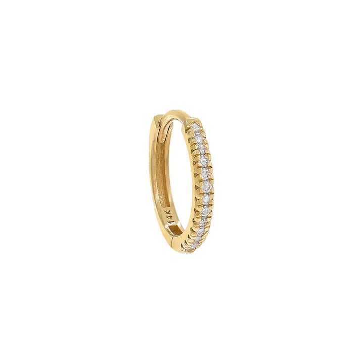 14K Gold / Single / 10 MM Diamond Round Huggie Earring 14K - Adina Eden's Jewels