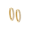 14K Gold / Pair / 11 MM Diamond Round Huggie Earring 14K - Adina Eden's Jewels
