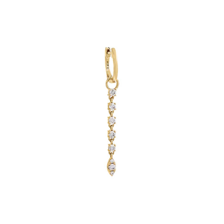 14K Gold / Single Diamond Thin Drop Huggie Earring 14K - Adina Eden's Jewels