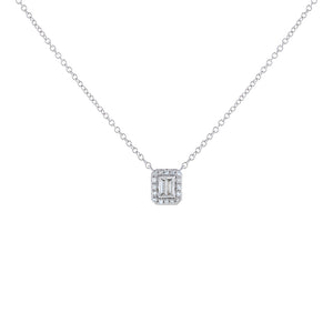 14K White Gold Diamond Baguette Necklace 14K - Adina Eden's Jewels