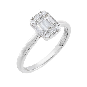 14K White Gold / 6 Diamond Baguette Stone Ring 14K - Adina Eden's Jewels