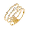 14K Gold / 6.5 Diamond Baguette Triple Row Ring 14K - Adina Eden's Jewels