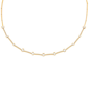 14K Gold Diamond Baguette X Bar Necklace 14K - Adina Eden's Jewels