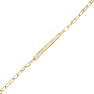 14K Gold Diamond Bar Link Bracelet 14K - Adina Eden's Jewels