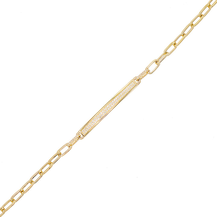 14K Gold Diamond Bar Link Bracelet 14K - Adina Eden's Jewels