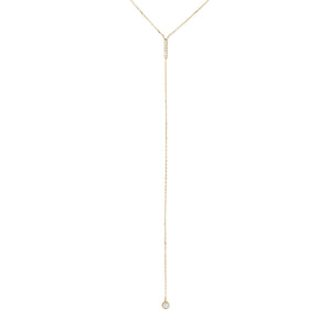 14K Gold Diamond Bar X Bezel Lariat 14K - Adina Eden's Jewels