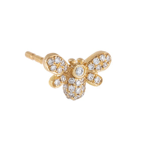 14K Gold / Single Diamond Bee Stud Earring 14K - Adina Eden's Jewels