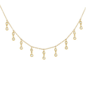 14K Gold Diamond Bezel Dangle Choker 14K - Adina Eden's Jewels