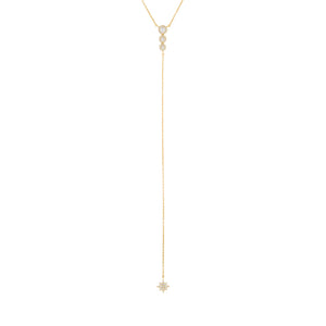 Gold Bezel X CZ Starburst Lariat - Adina Eden's Jewels