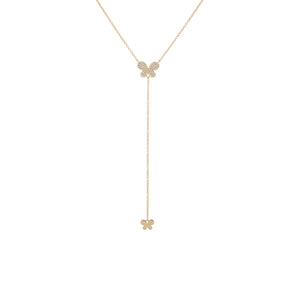 14K Gold Diamond Butterfly Lariat 14K - Adina Eden's Jewels