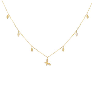 14K Gold Diamond Butterfly X Teardrop Necklace 14K - Adina Eden's Jewels