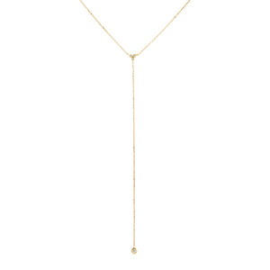 14K Gold Diamond Cluster X Bezel Lariat 14K - Adina Eden's Jewels