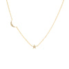 14K Gold Diamond Crescent X Star Necklace 14K - Adina Eden's Jewels