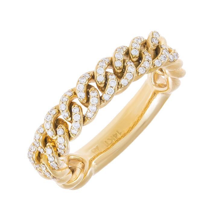 14K Gold / 8 Diamond Cuban Chain Ring 14K - Adina Eden's Jewels