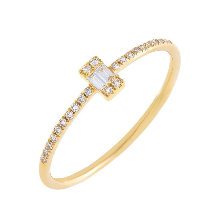 14K Gold / 6.5 Diamond Dainty Baguette Ring 14K - Adina Eden's Jewels