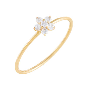 14K Gold / 6.5 Diamond Dainty Flower Ring 14K - Adina Eden's Jewels