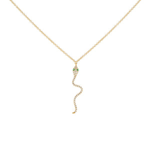 14K Gold Diamond Dangling Snake Necklace 14K - Adina Eden's Jewels