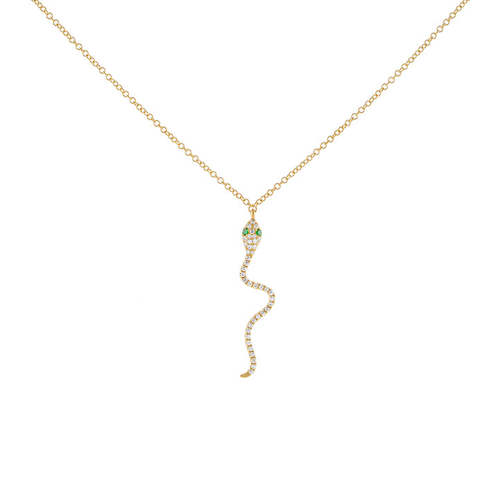 14K Gold Diamond Dangling Snake Necklace 14K - Adina Eden's Jewels