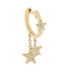 14K Gold / Single Diamond Dangling Star Huggie Earring 14K - Adina Eden's Jewels
