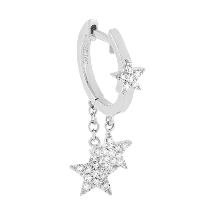 Diamond Dangling Star Huggie Earring 14K - Adina Eden's Jewels
