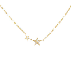 14K Gold Diamond Double Star Necklace 14K - Adina Eden's Jewels