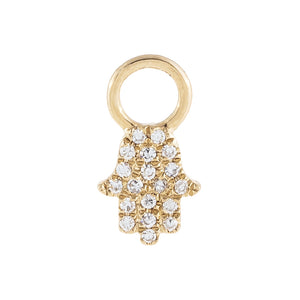 14K Gold / Single Diamond Hamsa Charm 14K - Adina Eden's Jewels