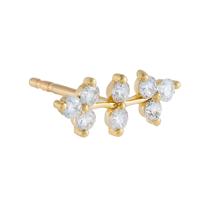14K Gold / Single Diamond Leaf Stud Earring 14K - Adina Eden's Jewels