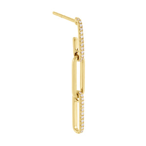 14K Gold / Single Diamond Link Drop Earring 14K - Adina Eden's Jewels