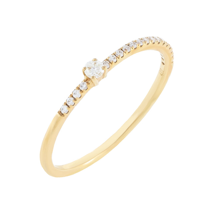  Diamond Micropavé X Solitaire Ring 10K - Adina Eden's Jewels