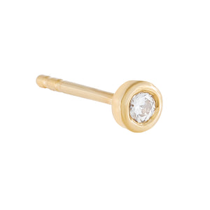 14K Gold / Single Diamond Mini Bezel Stud Earring 14K - Adina Eden's Jewels
