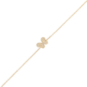14K Gold Diamond Mini Butterfly Bracelet 14K - Adina Eden's Jewels