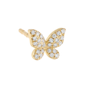 14K Gold / Single Diamond Mini Butterfly Stud Earring 14K - Adina Eden's Jewels