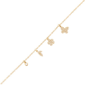 14K Gold Diamond Multi Charms Bracelet 14K - Adina Eden's Jewels