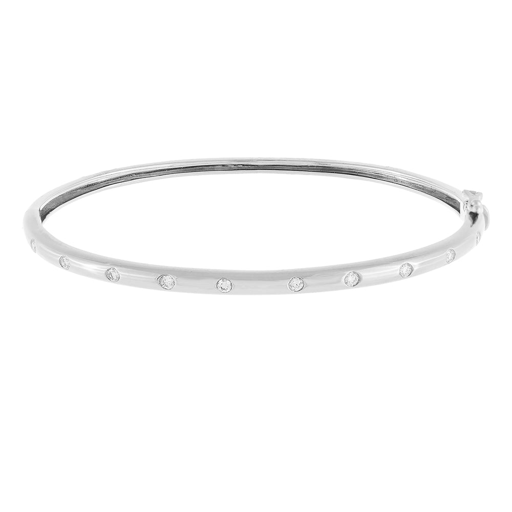 14K White Gold Diamond Multi Stone Bangle 14K - Adina Eden's Jewels