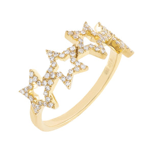 14K Gold / 6.5 Diamond Open Star Ring 14K - Adina Eden's Jewels